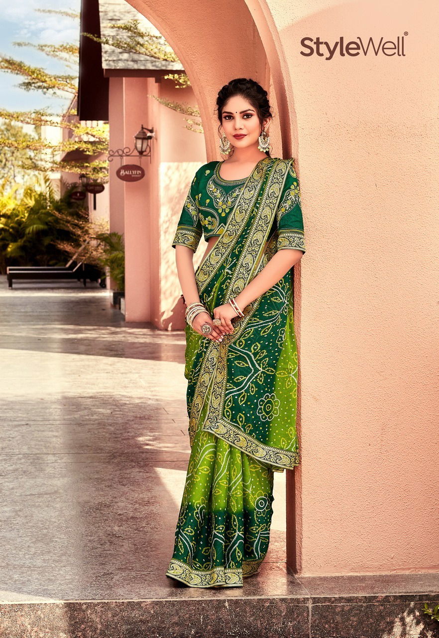 Mangalam Vol 2 By Stylewell Bandhej Wedding Sarees Catalog